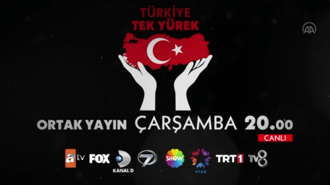 ATV, FOX, Kanal D, Kanal 7, Show TV, Star TV, TRT 1 ve TV8’den ortak canlı yayın